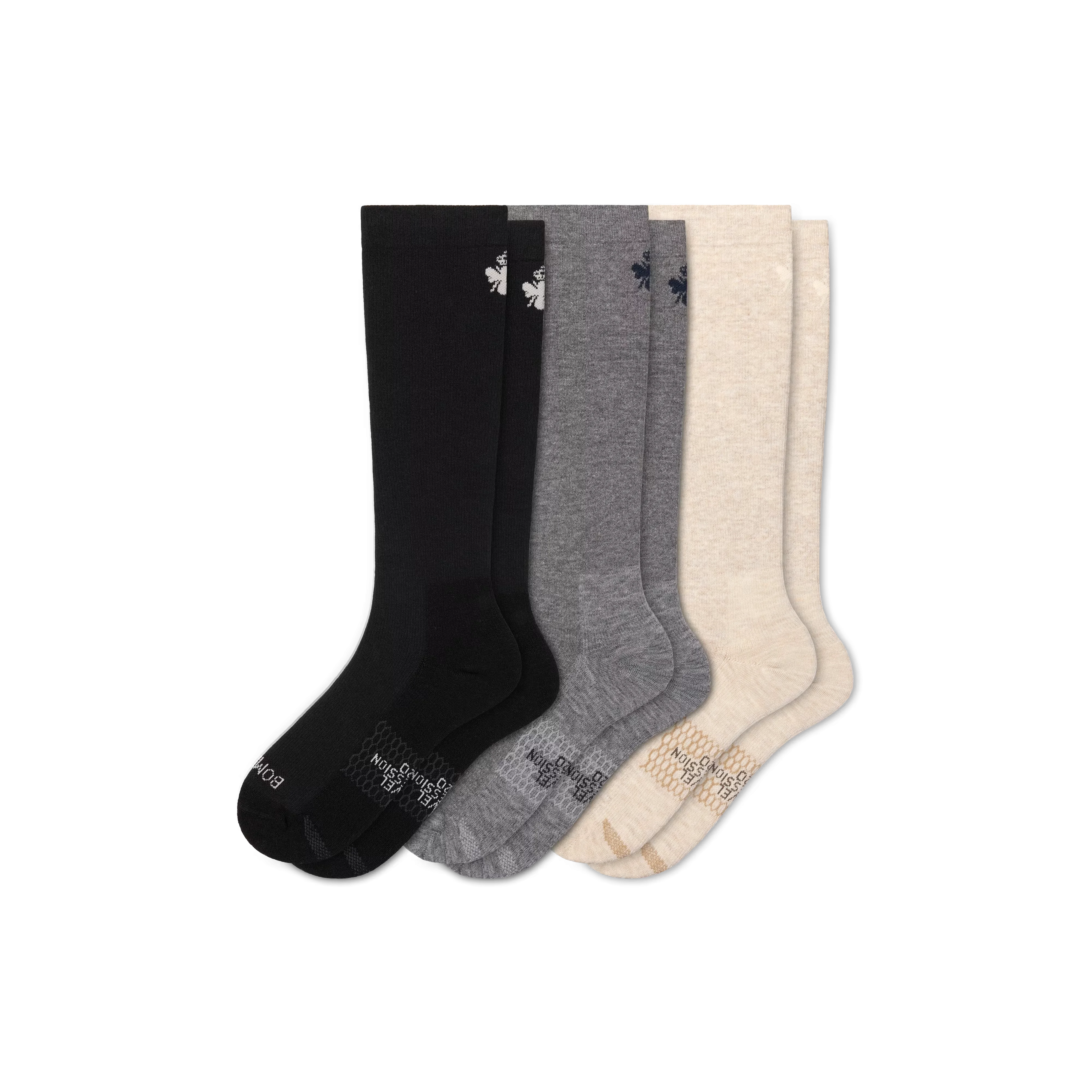 Women’s Travel Compression Knee High Sock 3-Pack (15–20mmHg)